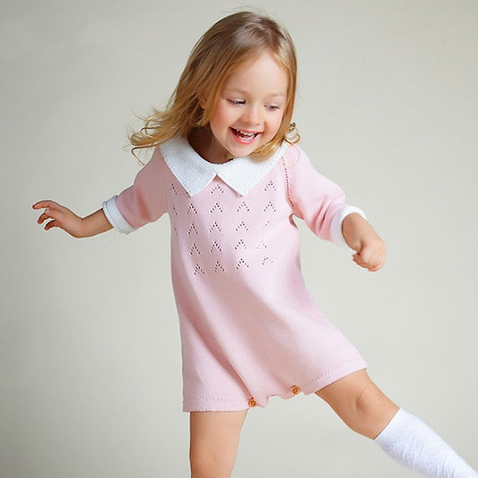 Girls Short Sleeve Knitted Dress