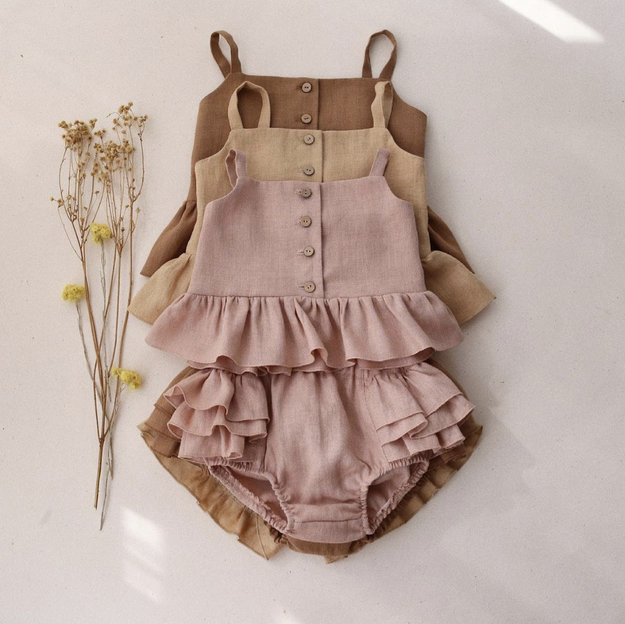 Girls Two-piece ruffled top Infant Clothing