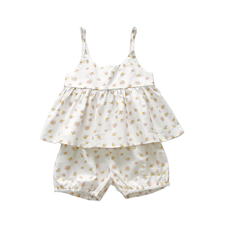 Girls' Cotton Skirt Set / Sleeveless Top & Short