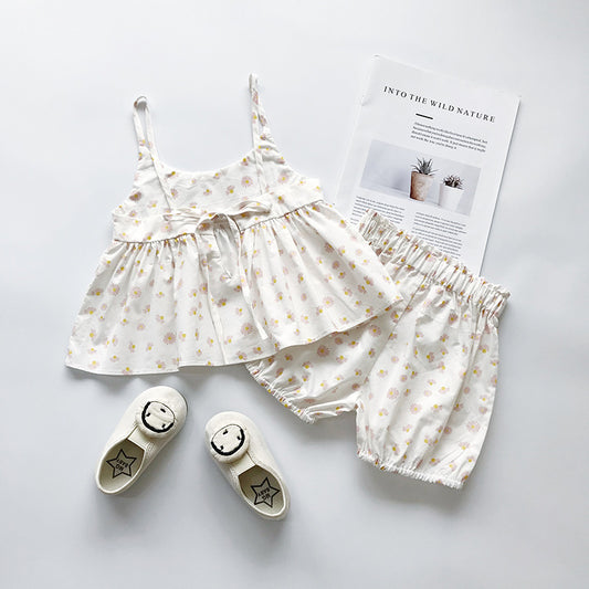 Girls' Cotton Skirt Set / Sleeveless Top & Short