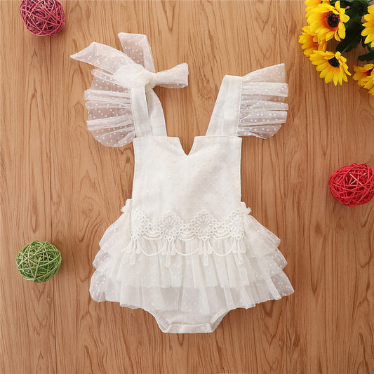 Girl Infant And Toddler White Lace Jumpsuit