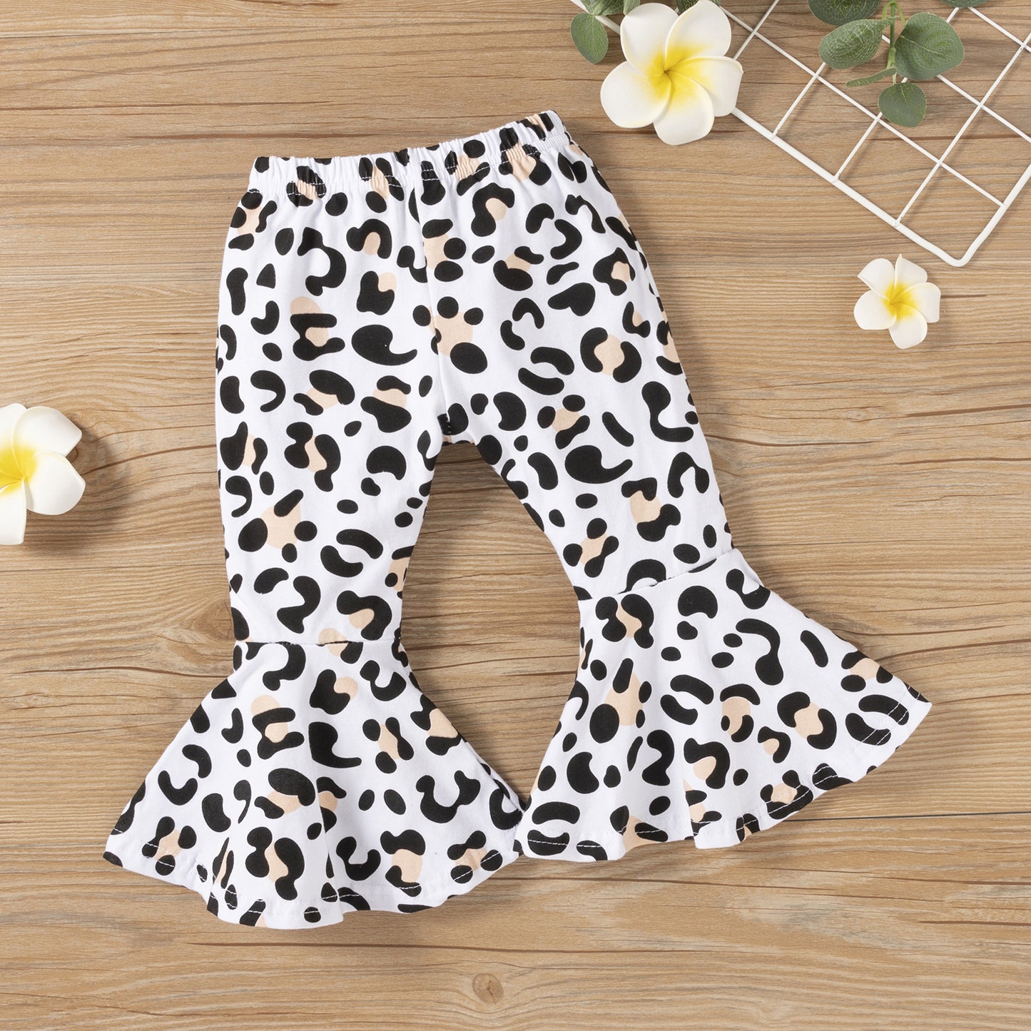 Girl Toddler Leopard Flared Pants Casual Suit