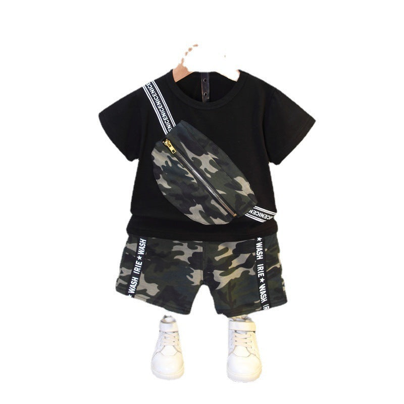 Short Sleeve Suit Trendy Boy Camouflage Outfit