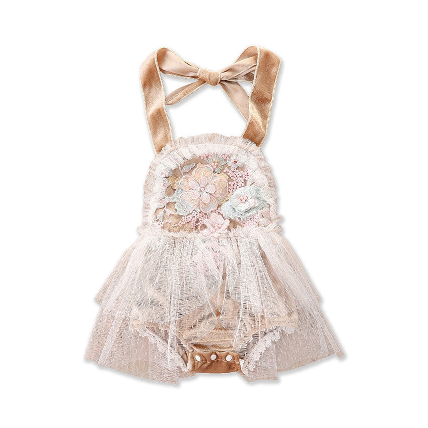 Summer Baby Girl Embroidered Mesh Bodysuit